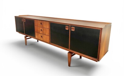 F 006 CK rosewood sideboard with black doors
