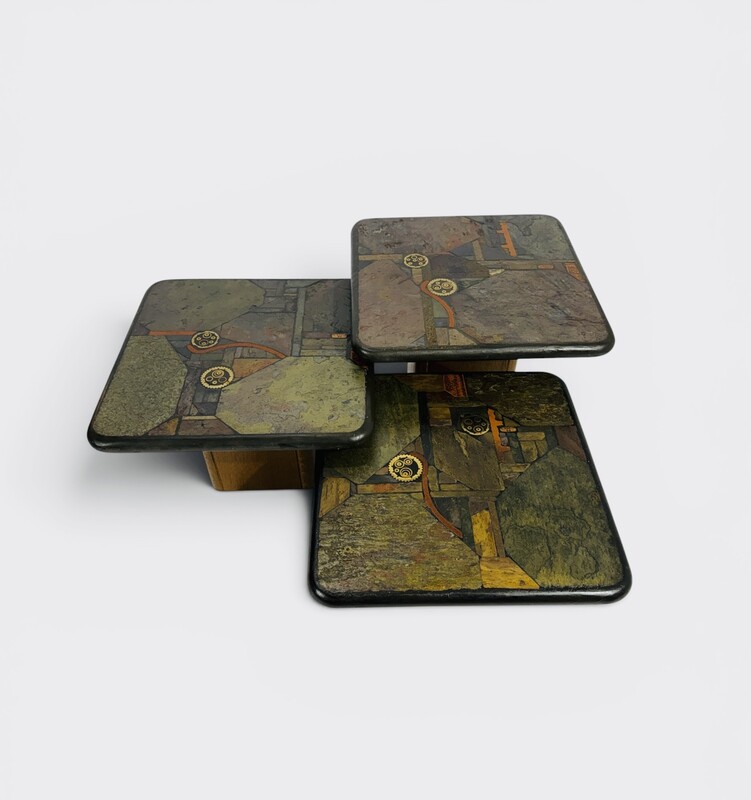 F 993 AG rare set of 3 side tables by Kneip for kingma 92-93