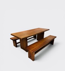 F 994 OB dining table and bench by Pierre Chapo