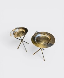 F 997 AG pair of side table collapsible brass and silver plated 