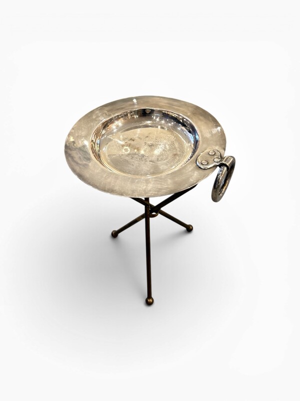F 997 AG pair of side table collapsible brass and silver plated 
