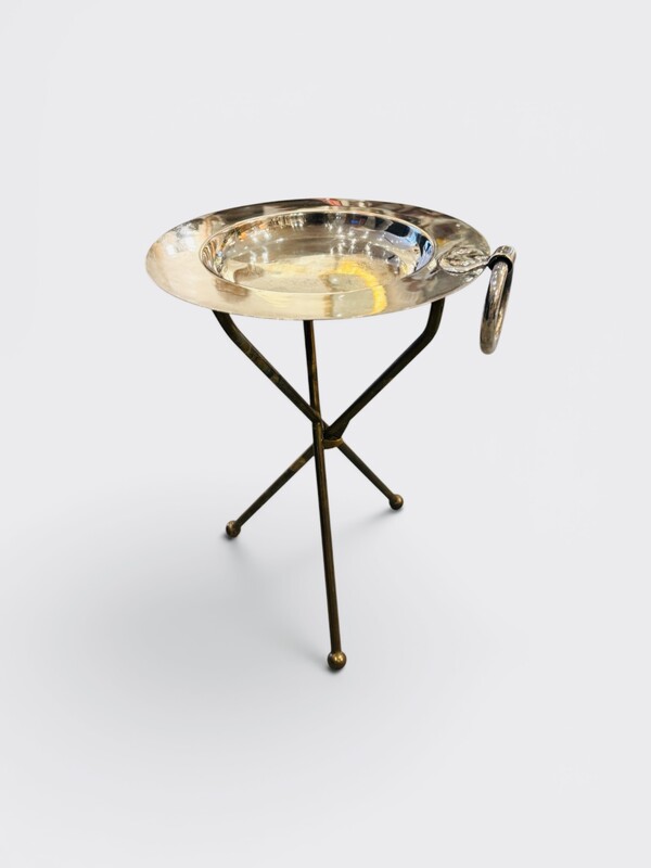 F 997 AG pair of side table collapsible brass and silver plated 