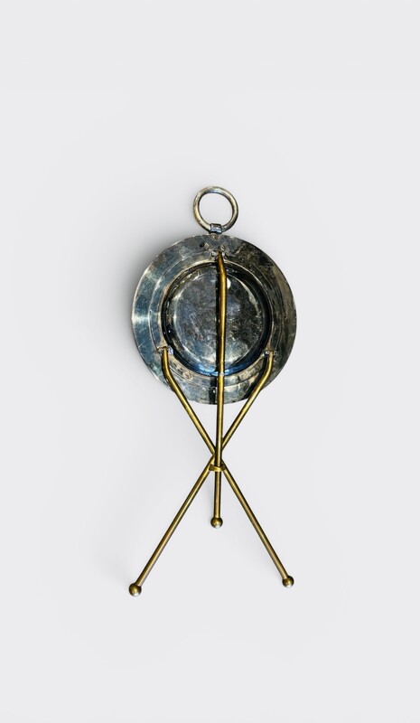 F 997 AG pair of side table collapsible brass and silver plated 