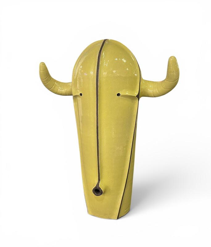 M 562 FL Green ceramic sculpture by Hervé Taquet