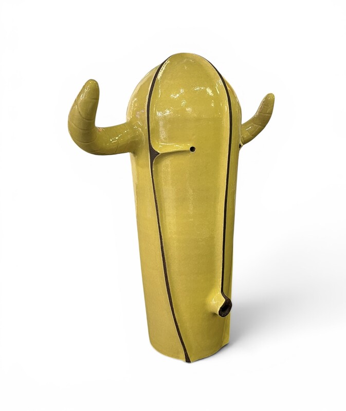 M 562 FL Green ceramic sculpture by Hervé Taquet