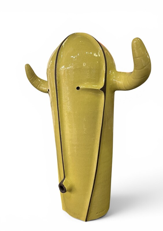M 562 FL Green ceramic sculpture by Hervé Taquet
