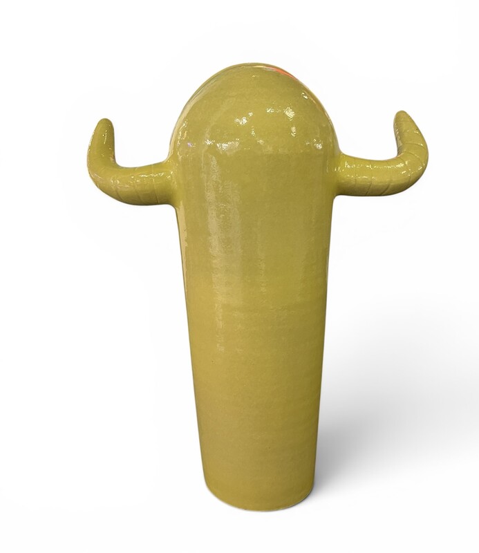 M 562 FL Green ceramic sculpture by Hervé Taquet