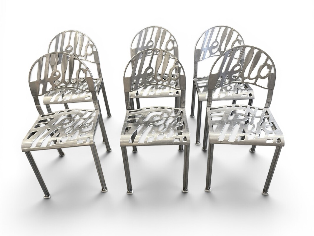 S 288 RD set of 6 chairs by Jeremy Harvey, Hello There, Aluminium, 1978, Artifort