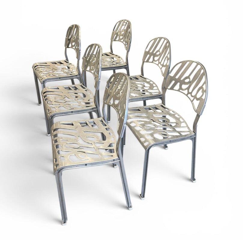 S 288 RD set of 6 chairs by Jeremy Harvey, Hello There, Aluminium, 1978, Artifort