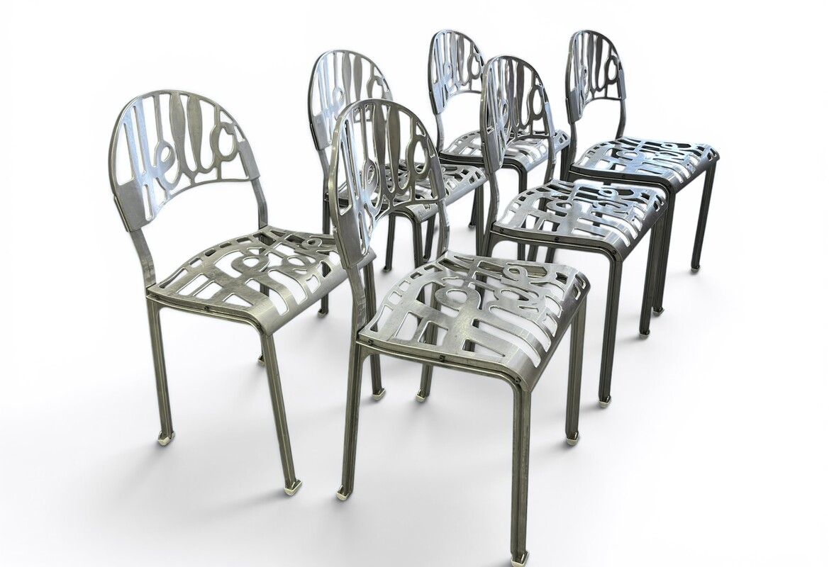 S 288 RD set of 6 chairs by Jeremy Harvey, Hello There, Aluminium, 1978, Artifort