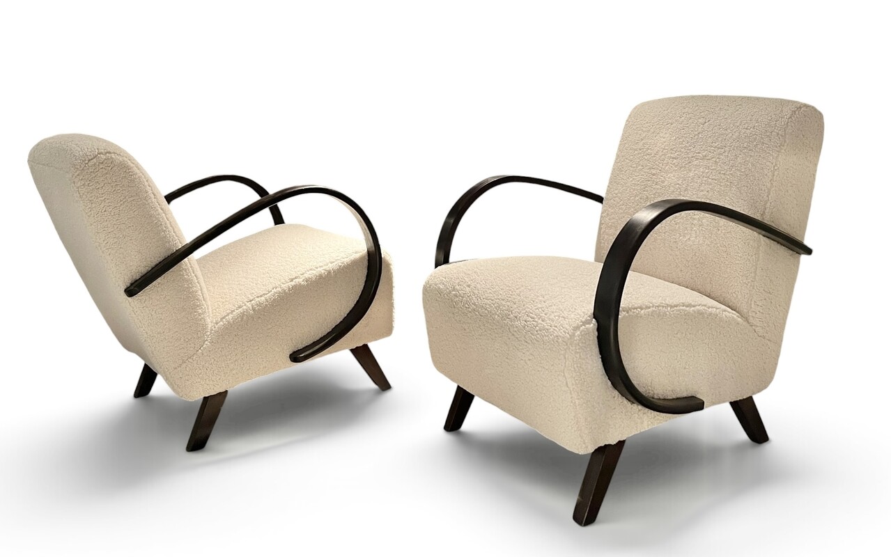 S 289 JC pair of Halabala armchairs, new fabric 