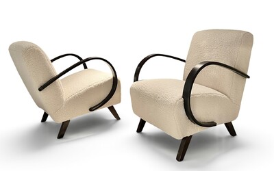 S 289 JC pair of Halabala armchairs, new fabric 
