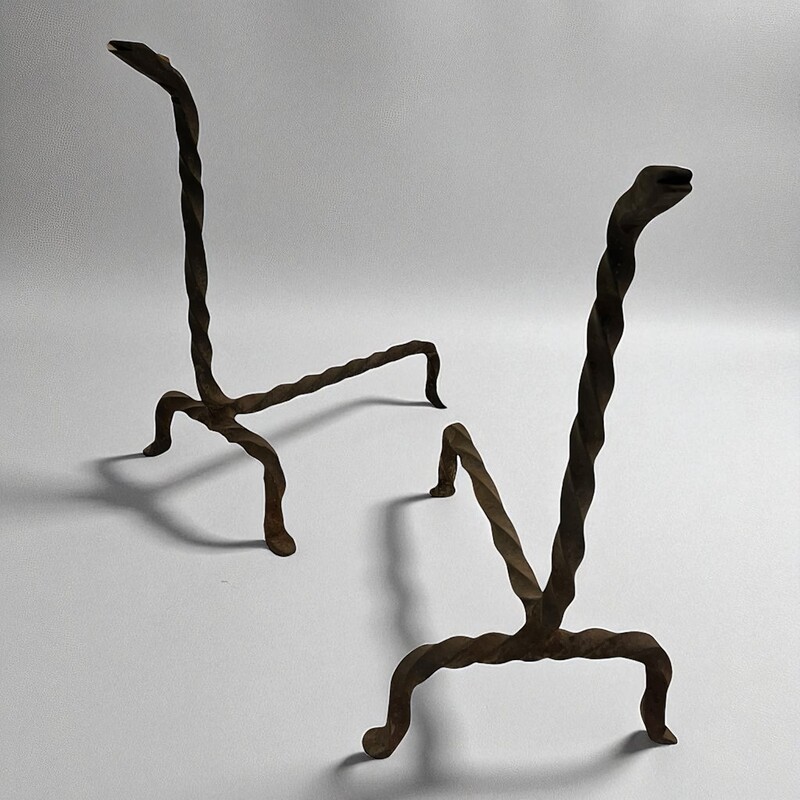 M 455 AV pair of wrought iron andirons
