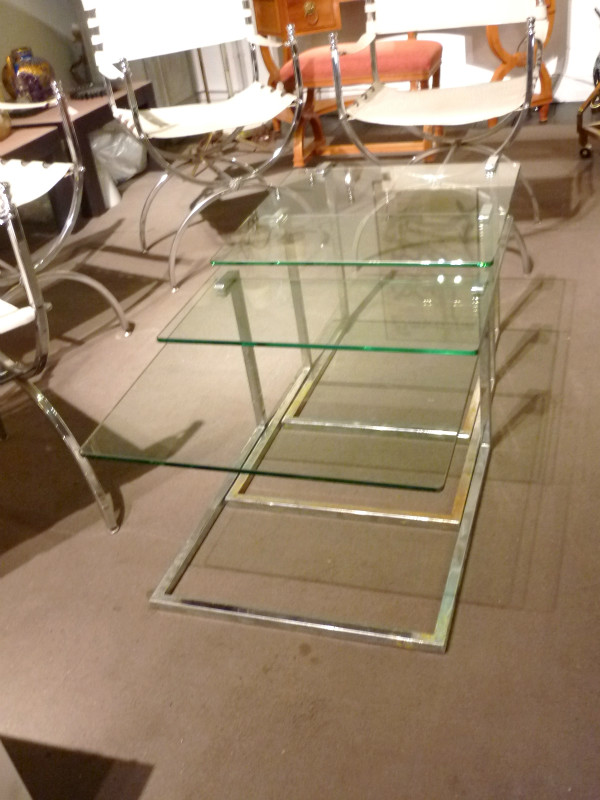 F 573 FD Suite de 3 gigognes chrome et verres pincés