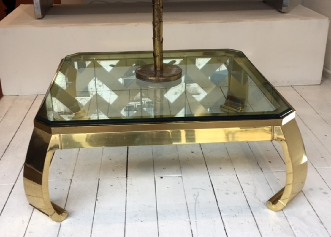 F 155 AV Table basse laiton doré USA 1980