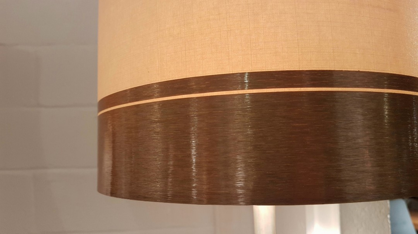 L 760 JC Lampe de salon alu brossé 1970 Abat jour d'origine