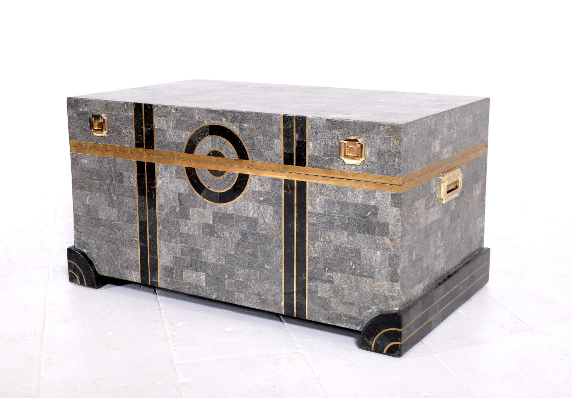 F 012 AV Chest-bar marble marquetterie on wood USA 1980
