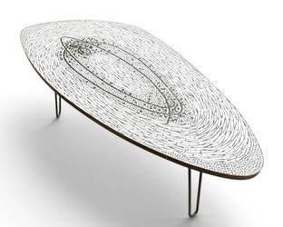 F 025 AG Coffee table by Berthold Muller mosaic glass and brass 