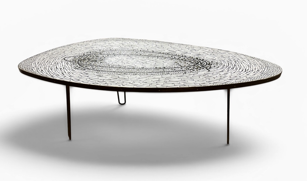 F 025 AG Coffee table by Berthold Muller mosaic glass and brass 