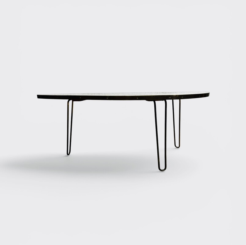 F 025 AG Coffee table by Berthold Muller mosaic glass and brass 
