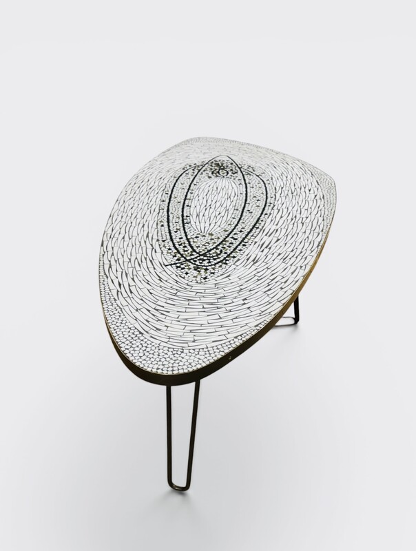 F 025 AG Coffee table by Berthold Muller mosaic glass and brass 