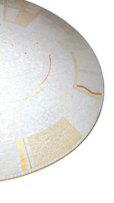 F 048 JC Mosaic and brass coffee table By Berthold Muller 1950s