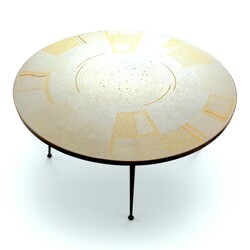 F 048 JC Mosaic and brass coffee table By Berthold Muller 1950s