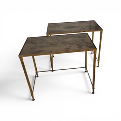 F 050 YO Pair of brass side table oxyde mirror