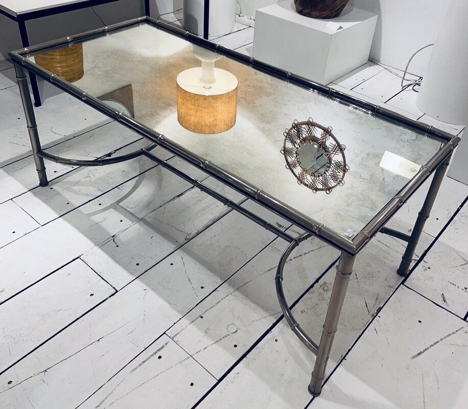 F 155 OB silver faux bambou coffee table, France, 1970’s