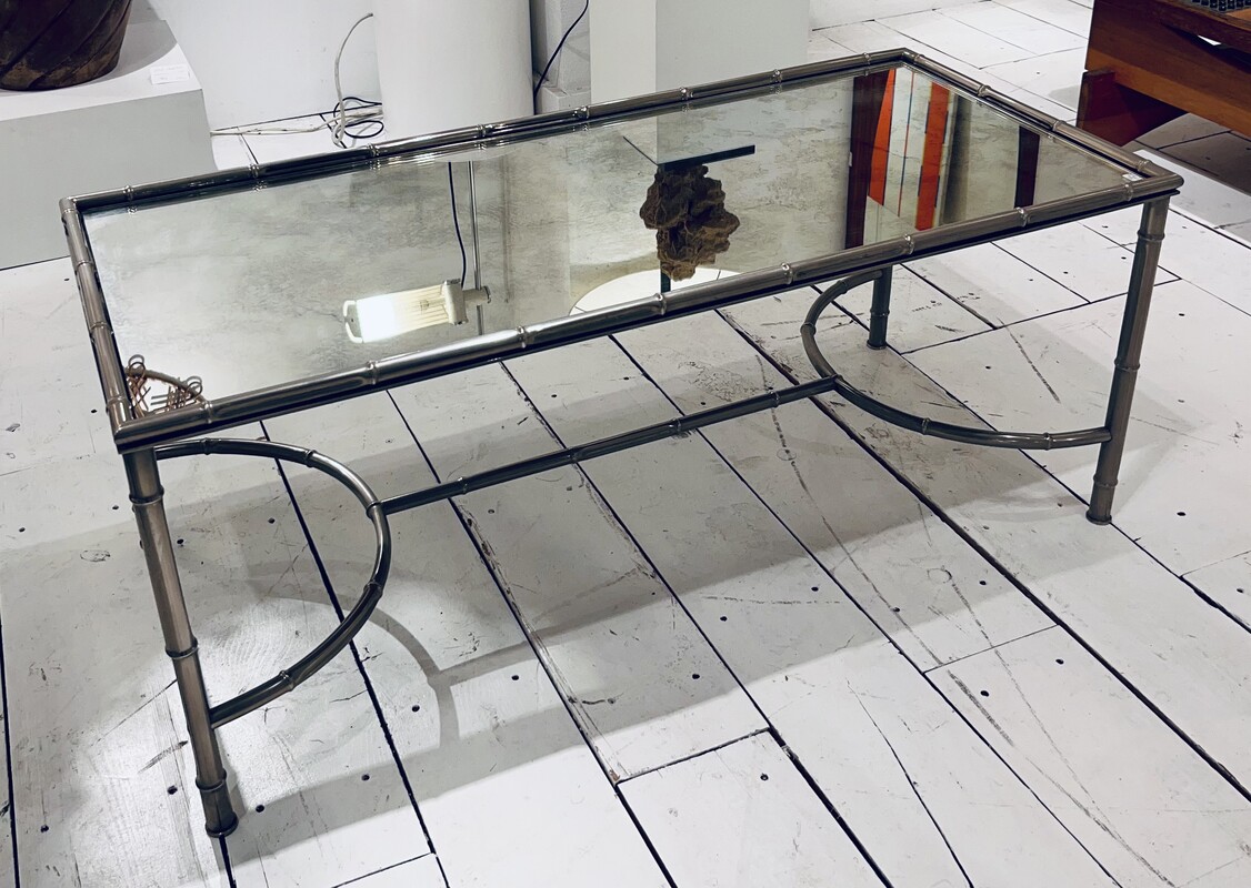 F 155 OB silver faux bambou coffee table, France, 1970’s