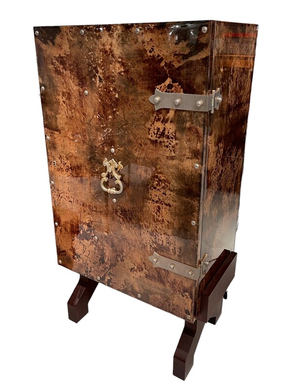 F 328 AG Parchment-lined bar cabinet by Aldo Tura Bar, Italy 1960s