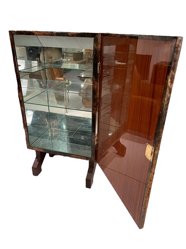 F 328 AG Parchment-lined bar cabinet by Aldo Tura Bar, Italy 1960s