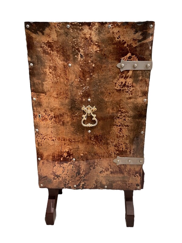 F 328 AG Parchment-lined bar cabinet by Aldo Tura Bar, Italy 1960s