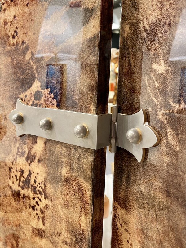 F 328 AG Parchment-lined bar cabinet by Aldo Tura Bar, Italy 1960s