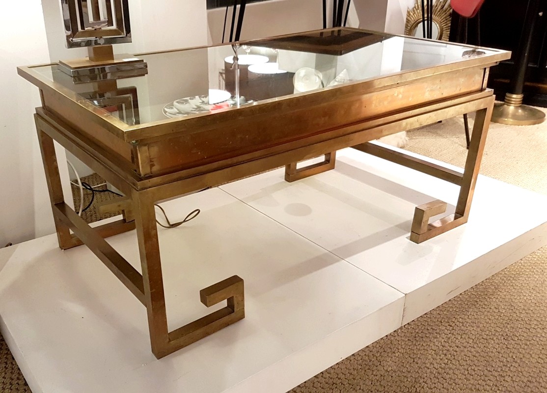 F 356 YD Brass and glass coffee table Maison Jansen 1980's