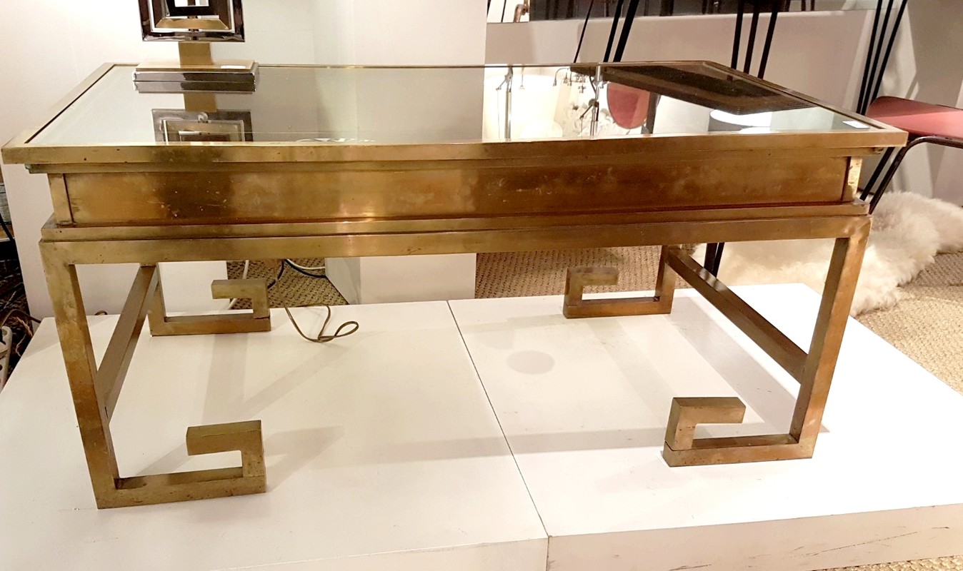 F 356 YD Brass and glass coffee table Maison Jansen 1980's