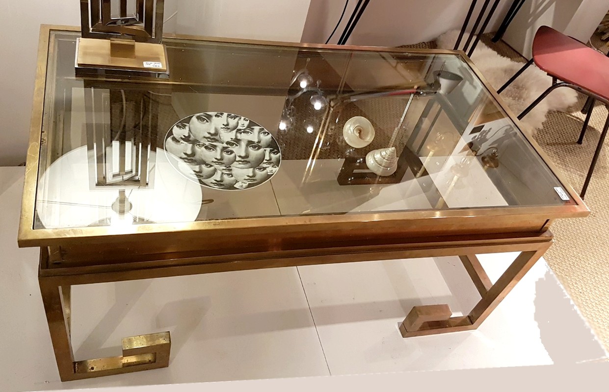F 356 YD Brass and glass coffee table Maison Jansen 1980's