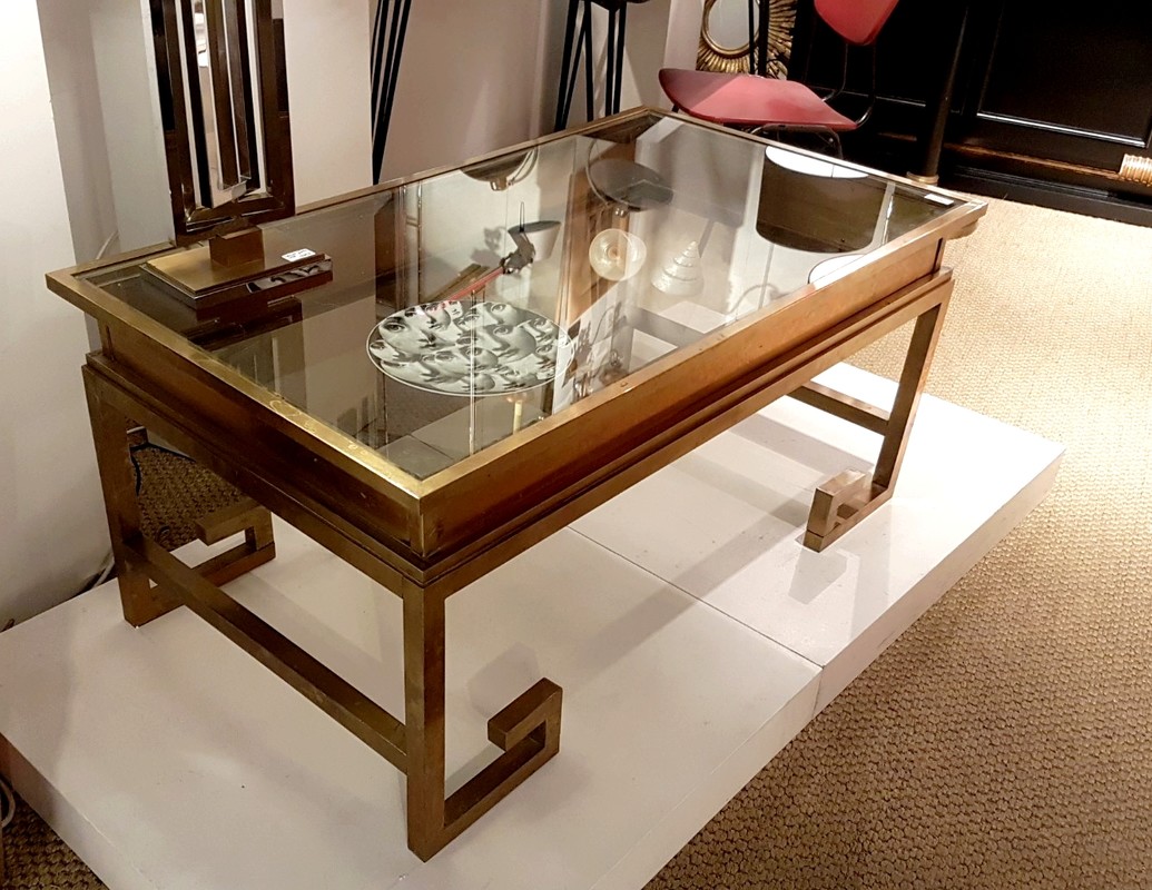 F 356 YD Brass and glass coffee table Maison Jansen 1980's
