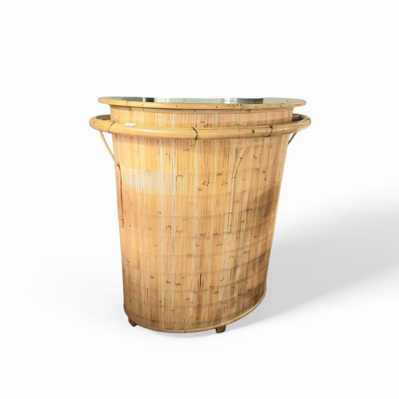 F 394 JC Bamboo bar Tiki style and 2 stools,  1950s 