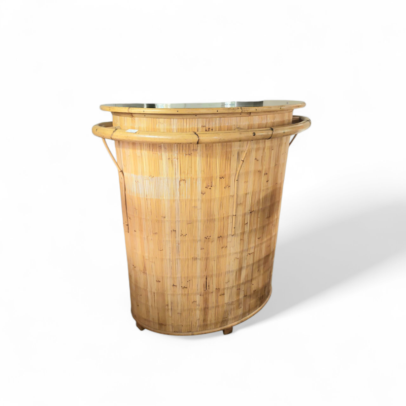 F 394 JC Bamboo bar Tiki style and 2 stools,  1950s 