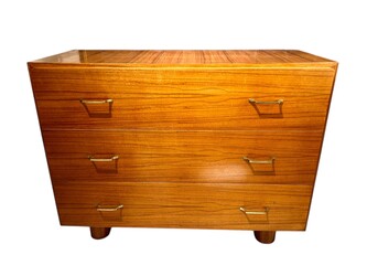 F 401 AS Three-drawer chest of drawers, Maison De Coene Frères, model “ Therese Mubangu”, Zebrano and sycamore wood, Belgium 1952