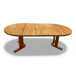 F 405 JD/RC round-ovale extendable pine dining table by Rainer Daumiller, 1970’s