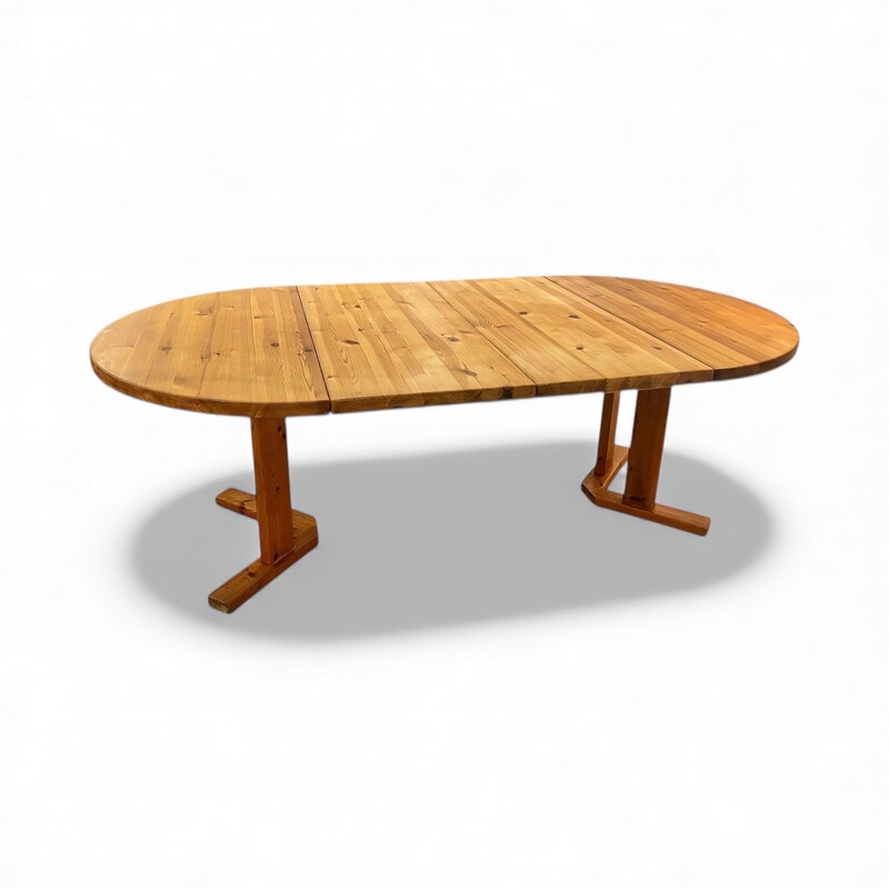 F 405 JD/RC round-ovale extendable pine dining table by Rainer Daumiller, 1970’s