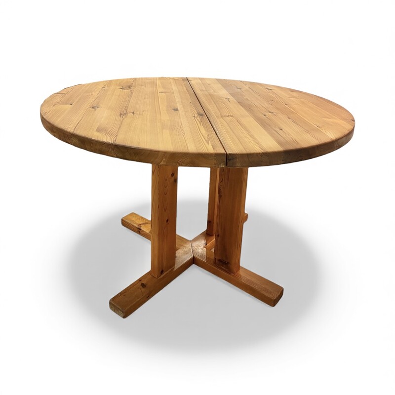 F 405 JD/RC round-ovale extendable pine dining table by Rainer Daumiller, 1970’s