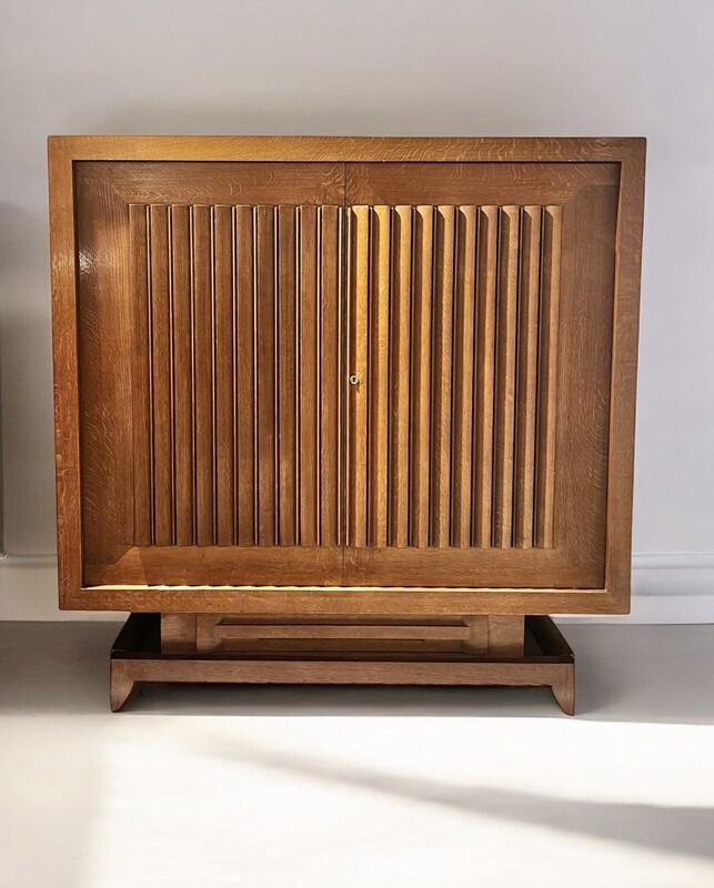 F 408 PL dark oak cabinet by Charles Dudouyt 