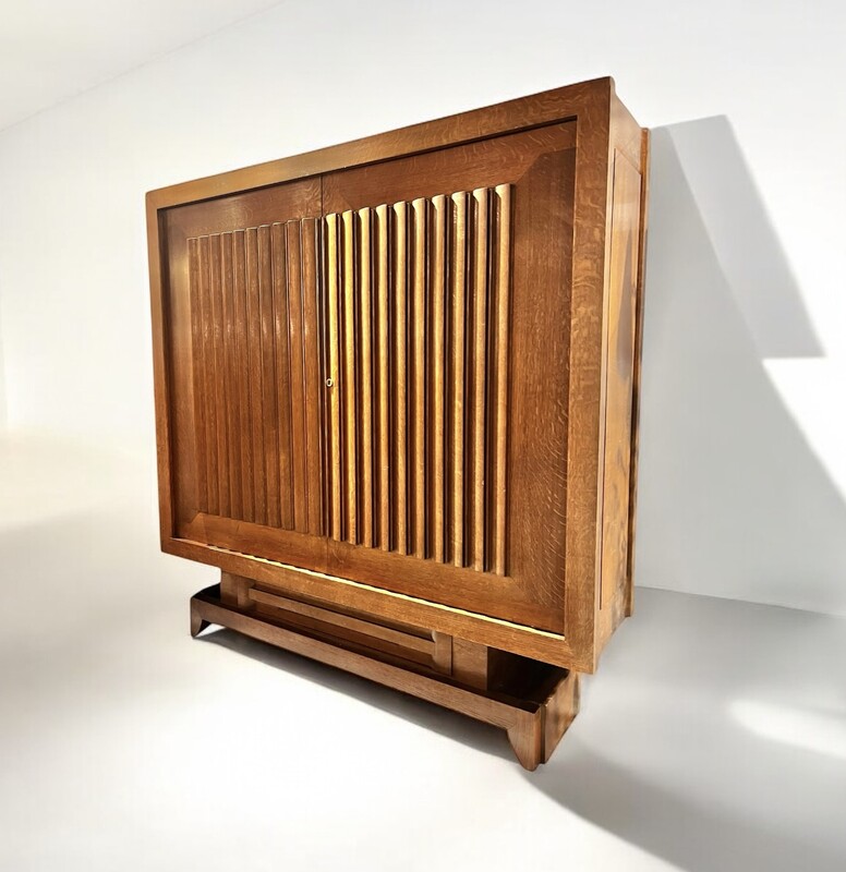F 408 PL dark oak cabinet by Charles Dudouyt 