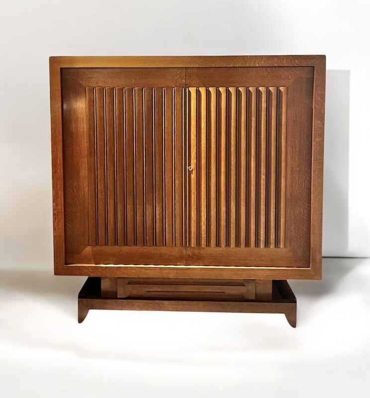 F 408 PL dark oak cabinet by Charles Dudouyt 