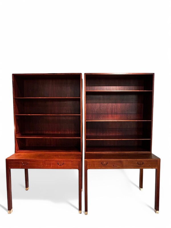 F 410 AS Pair of library and desk , Ole Wansher, danish furniture,exotic wood