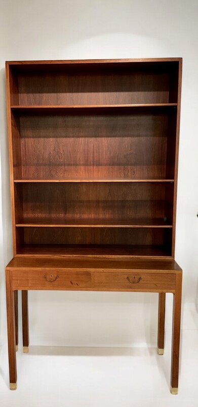 F 410 AS Pair of library and desk , Ole Wansher, danish furniture,exotic wood