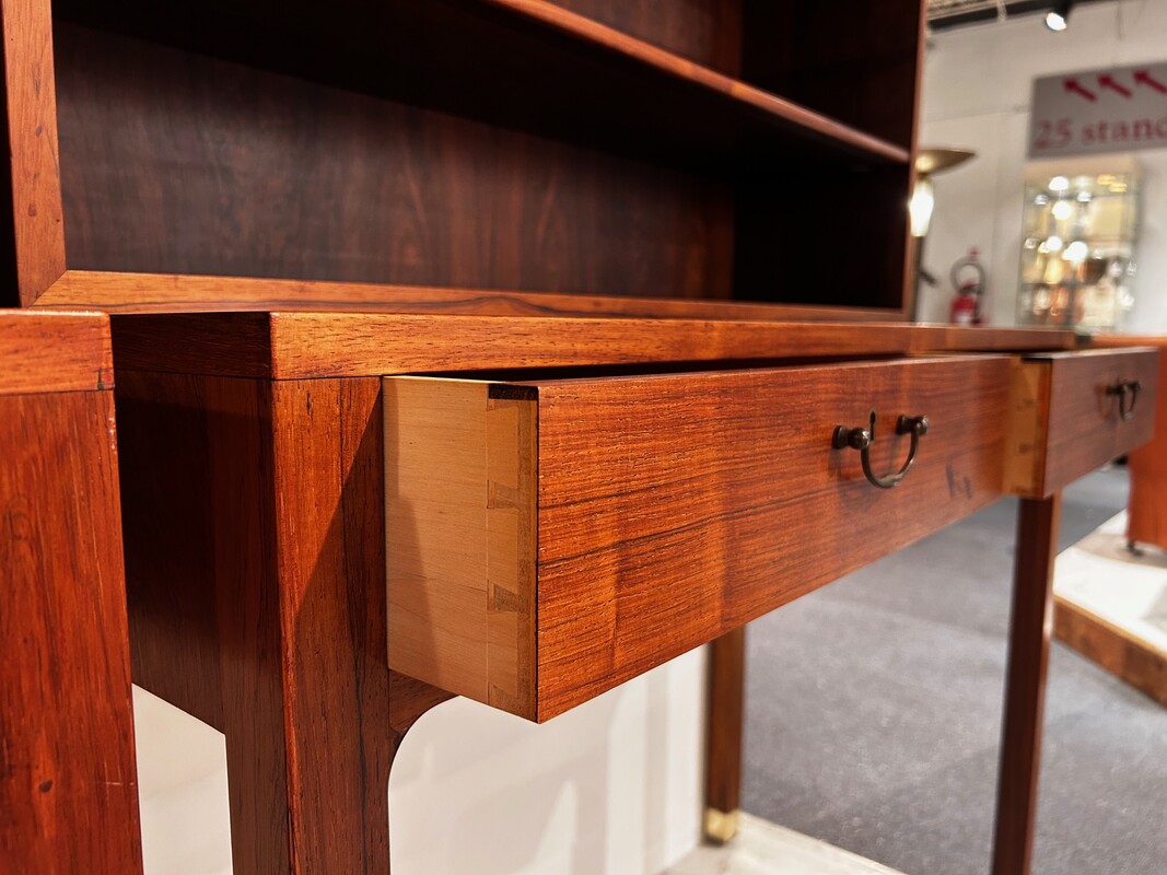 F 410 AS Pair of library and desk , Ole Wansher, danish furniture,exotic wood